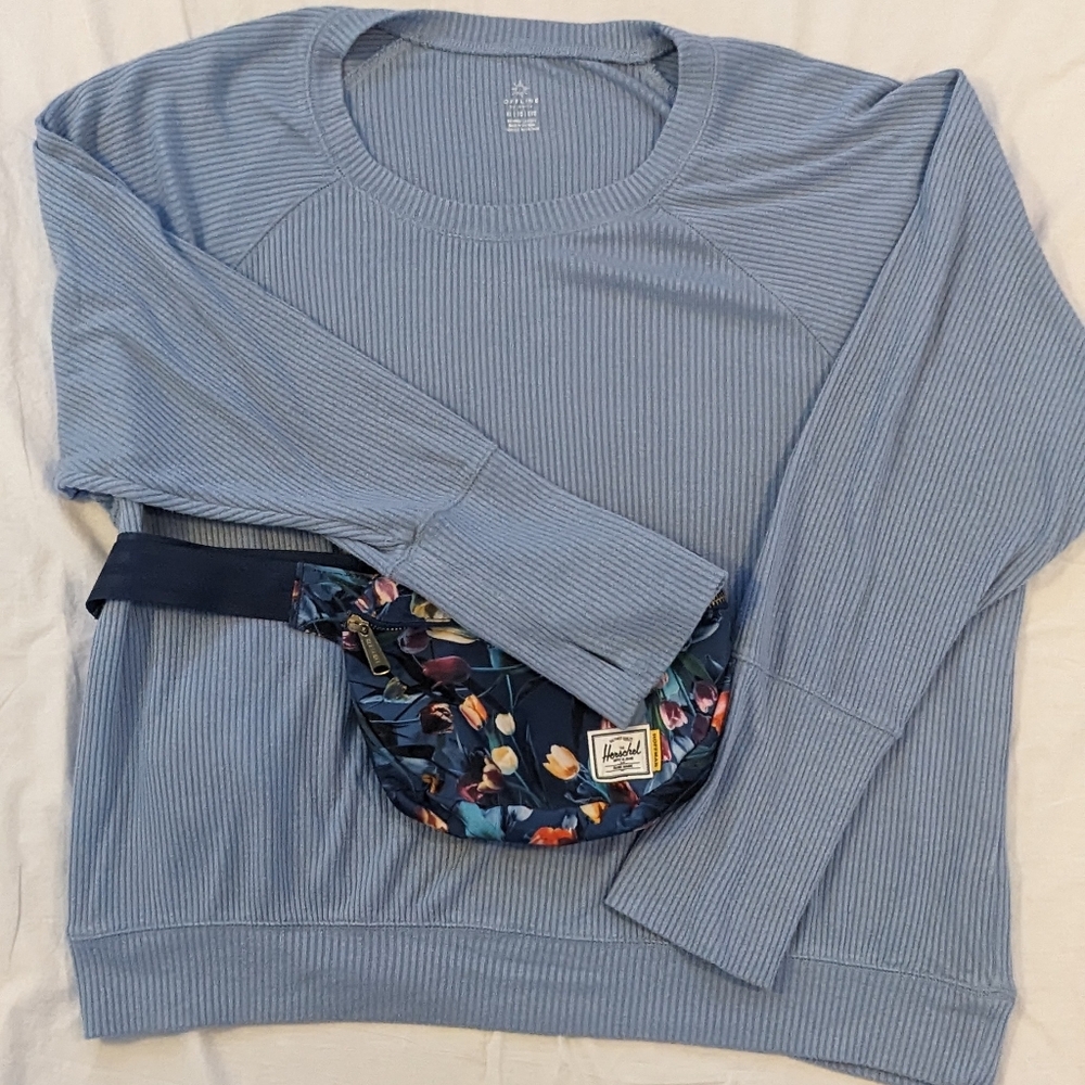 aerie Light Blue Ribbed Sweatshirt